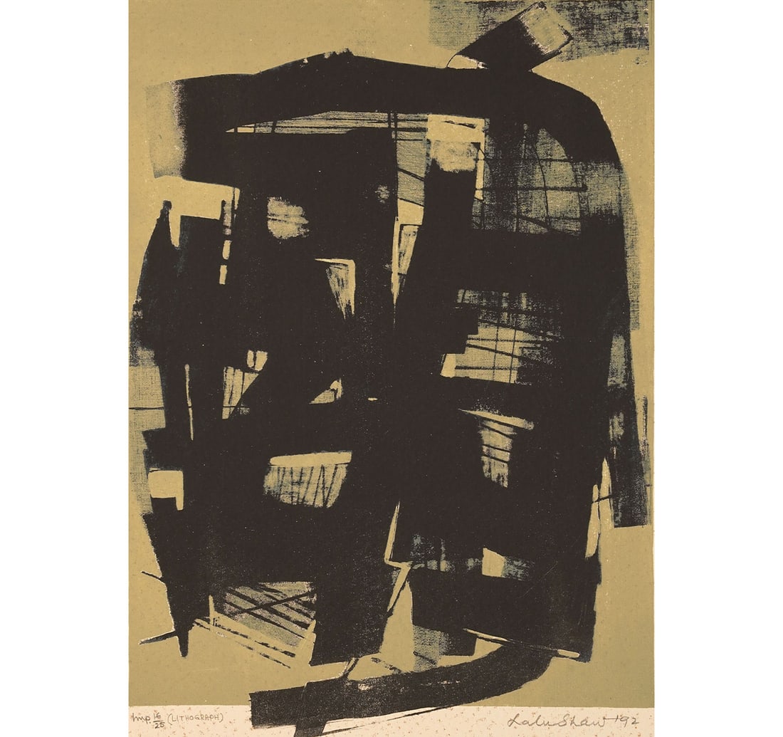 SIGNED LITHOGRAPH, 16TH FROM A LIMITED EDITION OF 25 BY SHAW, LALU: Size: 41.5 x 59 cm (16.5 x 23.2 Inches) Sheet Size: 52.2 x 63 cm (20.5 x 24.8 Inches) Mount Size: 54.5 x 69.5 cm (21.4 x 27.3 Inches) Signed and dated 'LaluShaw '92' (lower right) and inscribed 'Imp