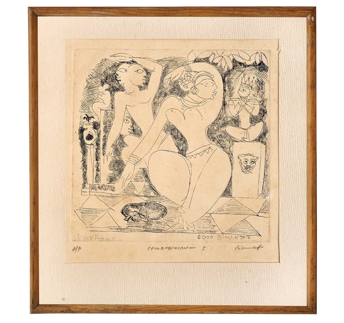 SIGNED ETCHING, RARE ARTIST'S PROOF BY DAS, BIMAN - 3