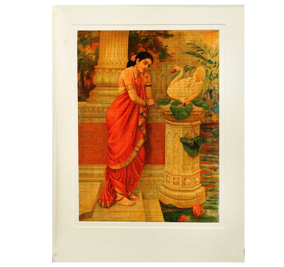 RAJA RAVI VARMA OLEOGRAPH: HANSA AND DAMAYANTI - 2