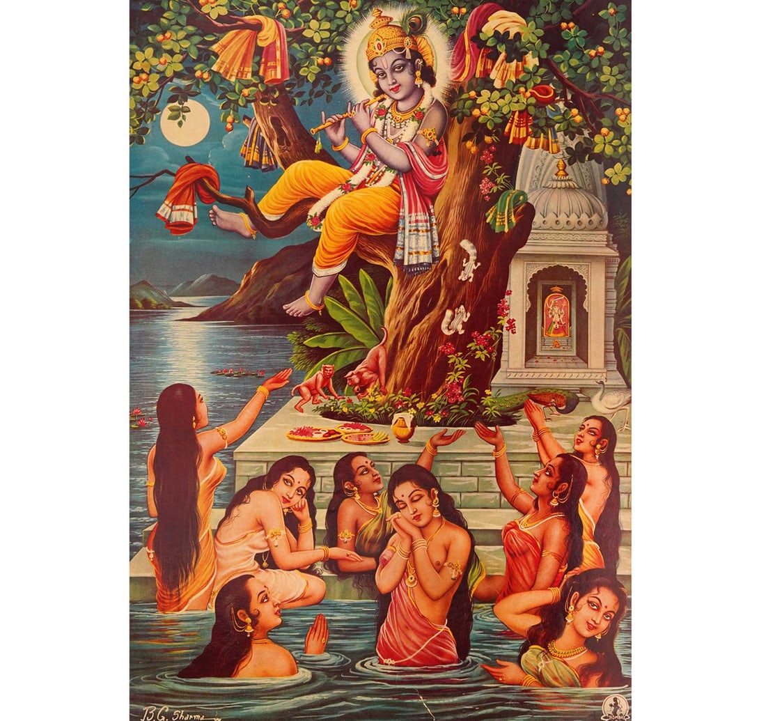 OLEOGRAPH ON PAPER BY SHARMA, B. G.GOPI: VASTRA HARAN (1 of 3)