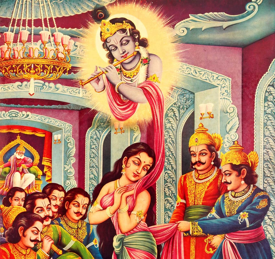 OLEOGRAPH ON PAPER BY B.G.GOPI SHARMA: DRAUPADI VASTRA HARAN - 4