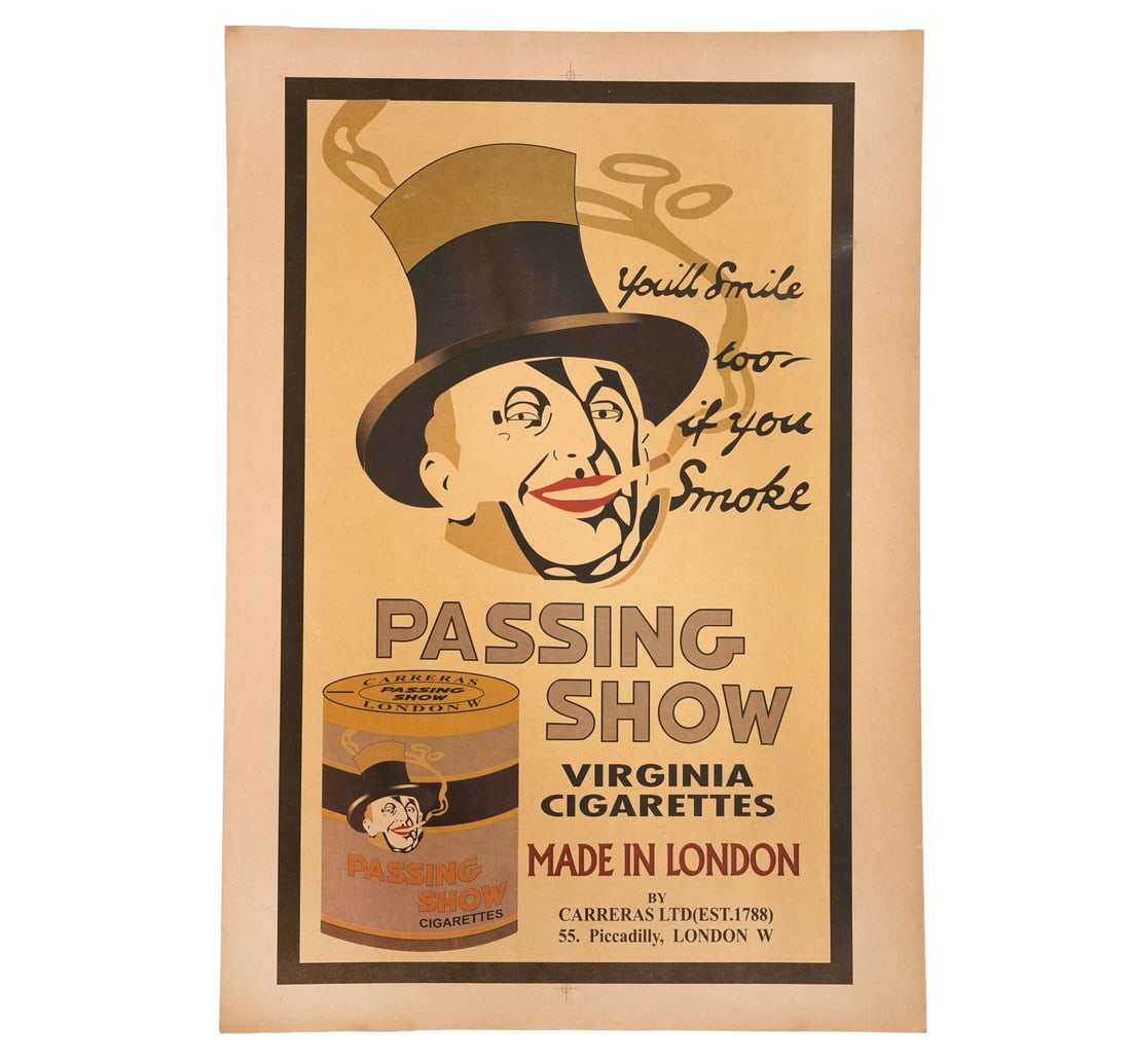 TWO VINTAGE ADVERTISEMENTS: (I) PASSING SHOW VIRGINIA CIGARETTES (II) MADRAS MUNIM BIDI - 2