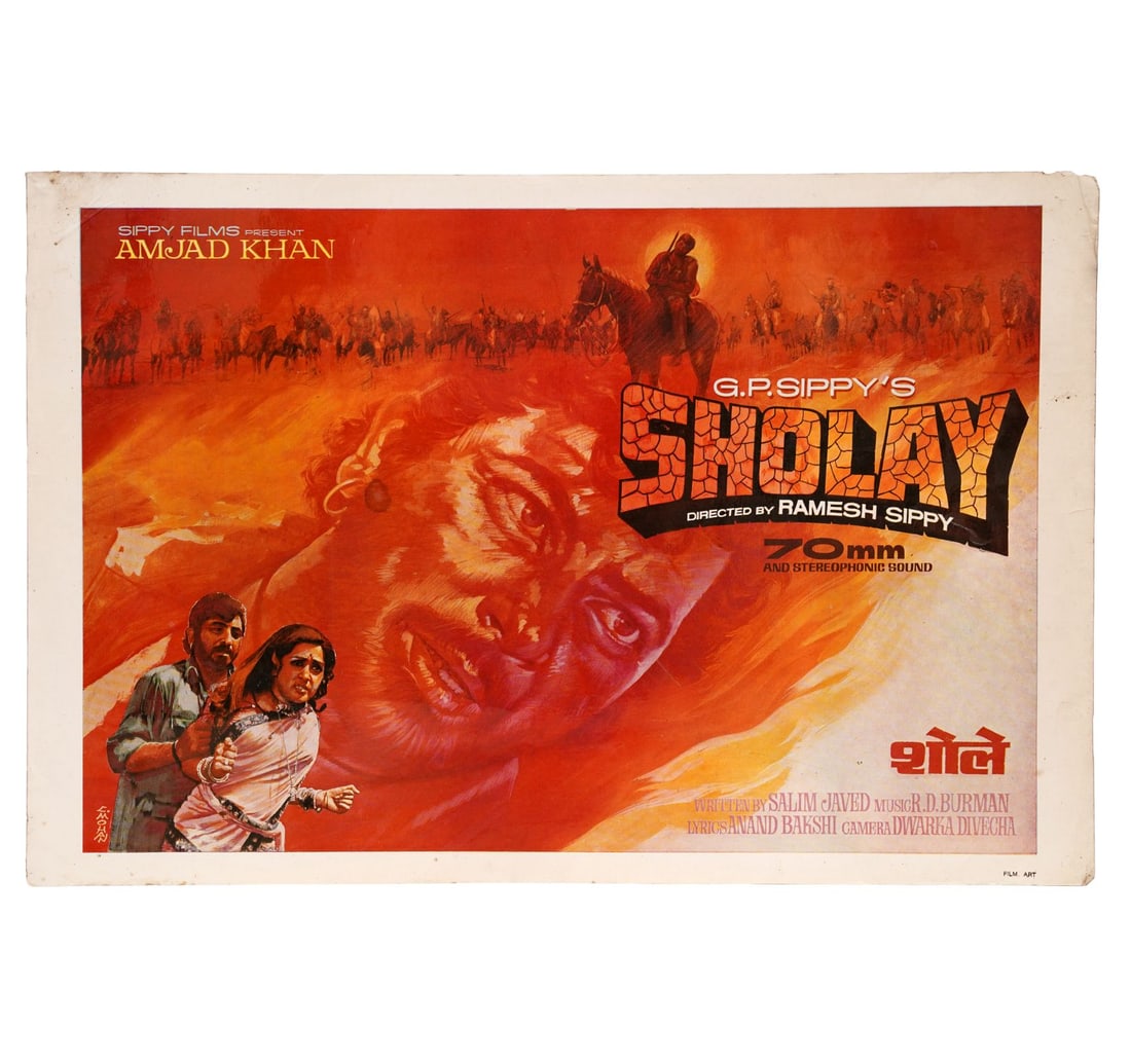 RARE ORIGINAL INDIAN CINEMA LOBBY CARD FILM SHOLAY: SET OF THREE LOBBY CARDS - 3