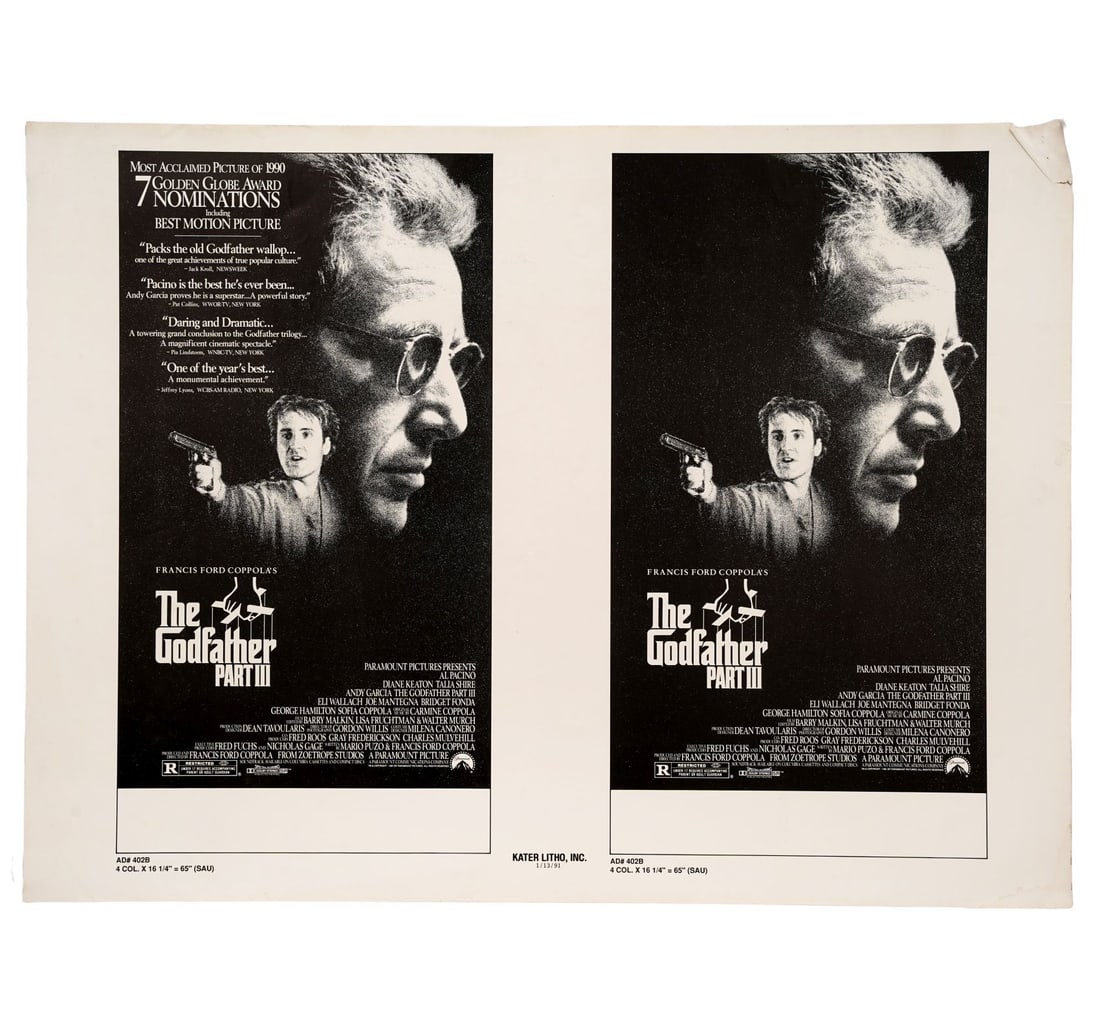 RARE VINTAGE FILM POSTER OF HOLLYWOOD MOVIE THE GODFATHER PART III - 2