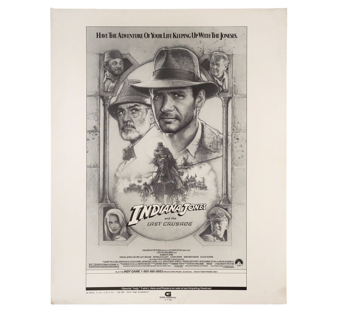 RARE VINTAGE FILM POSTER OF HOLLYWOOD MOVIE INDIANA JONES AND THE LAST CRUSADE - 2