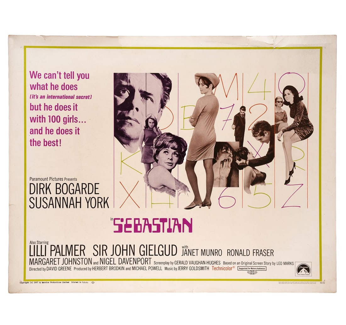 RARE VINTAGE FILM POSTER OF HOLLYWOOD MOVIE SEBASTIAN - 2