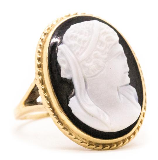 Antique Jasper and Onyx Cameo 14k Ring (1 of 4)