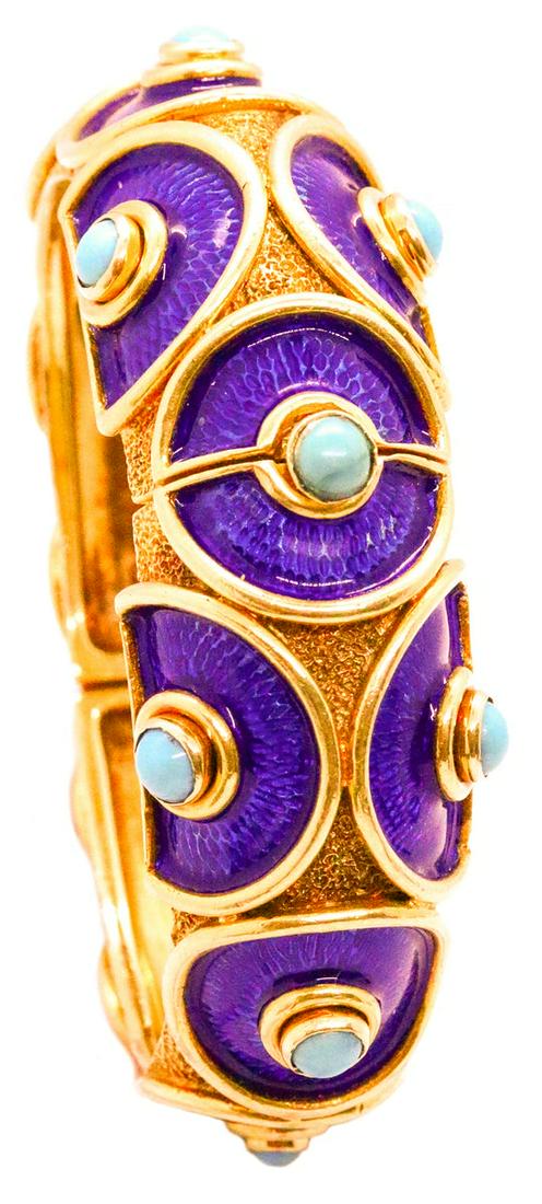 Cellino 18k gold bracelet with blue enamel & (1 of 5)