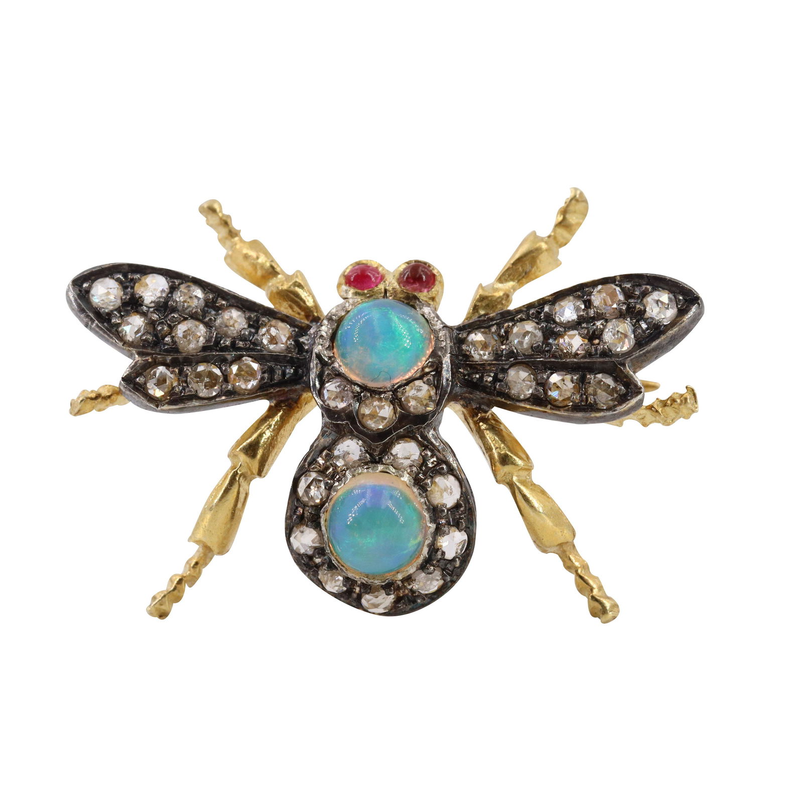 Diamonds, Opals and Silver Bee Charm / Brooch (1 of 3)