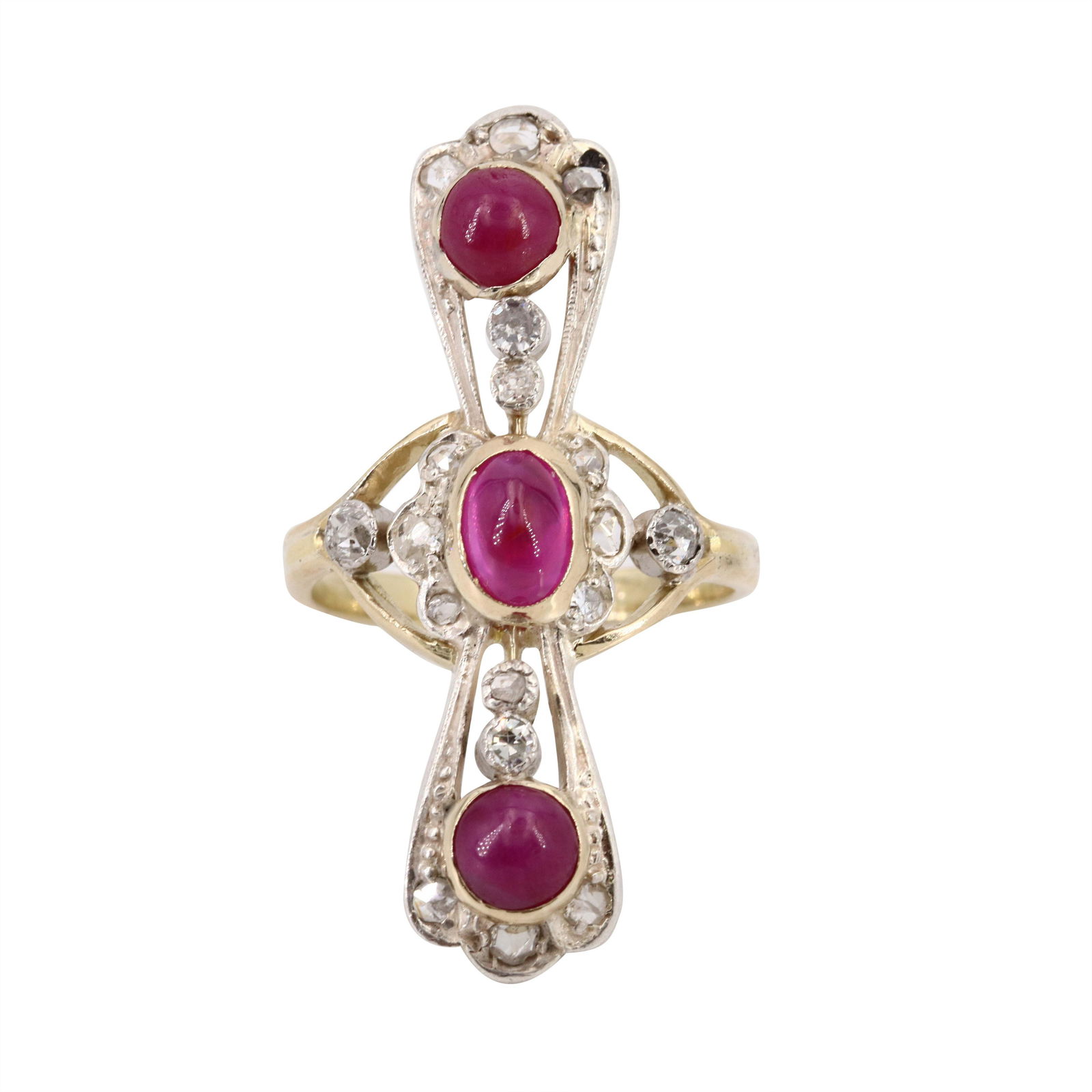Art Deco Rubies & Diamonds 18k gold Ring (1 of 4)