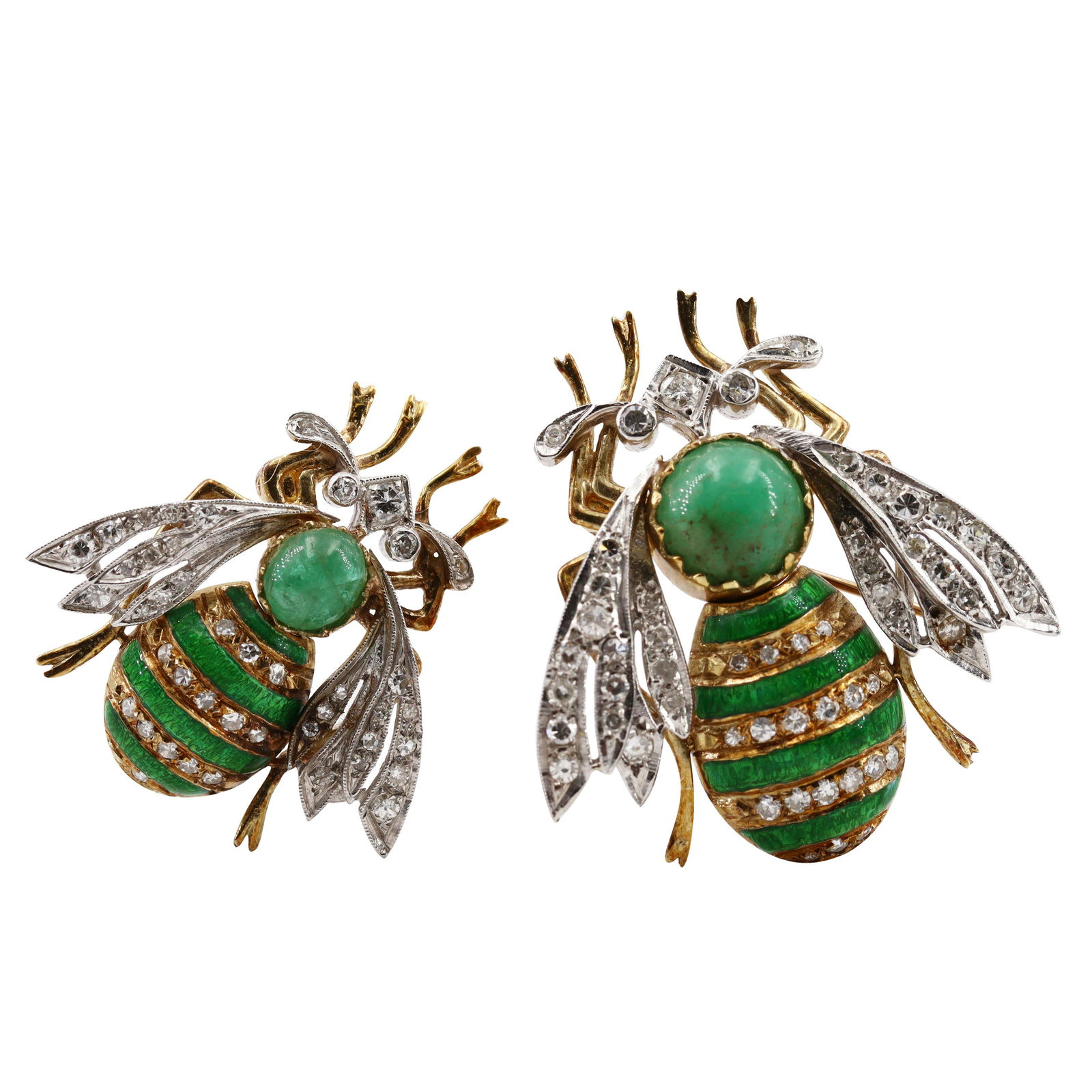 Antique Diamonds, Enamel & 14k Gold Bee Brooches (1 of 3)