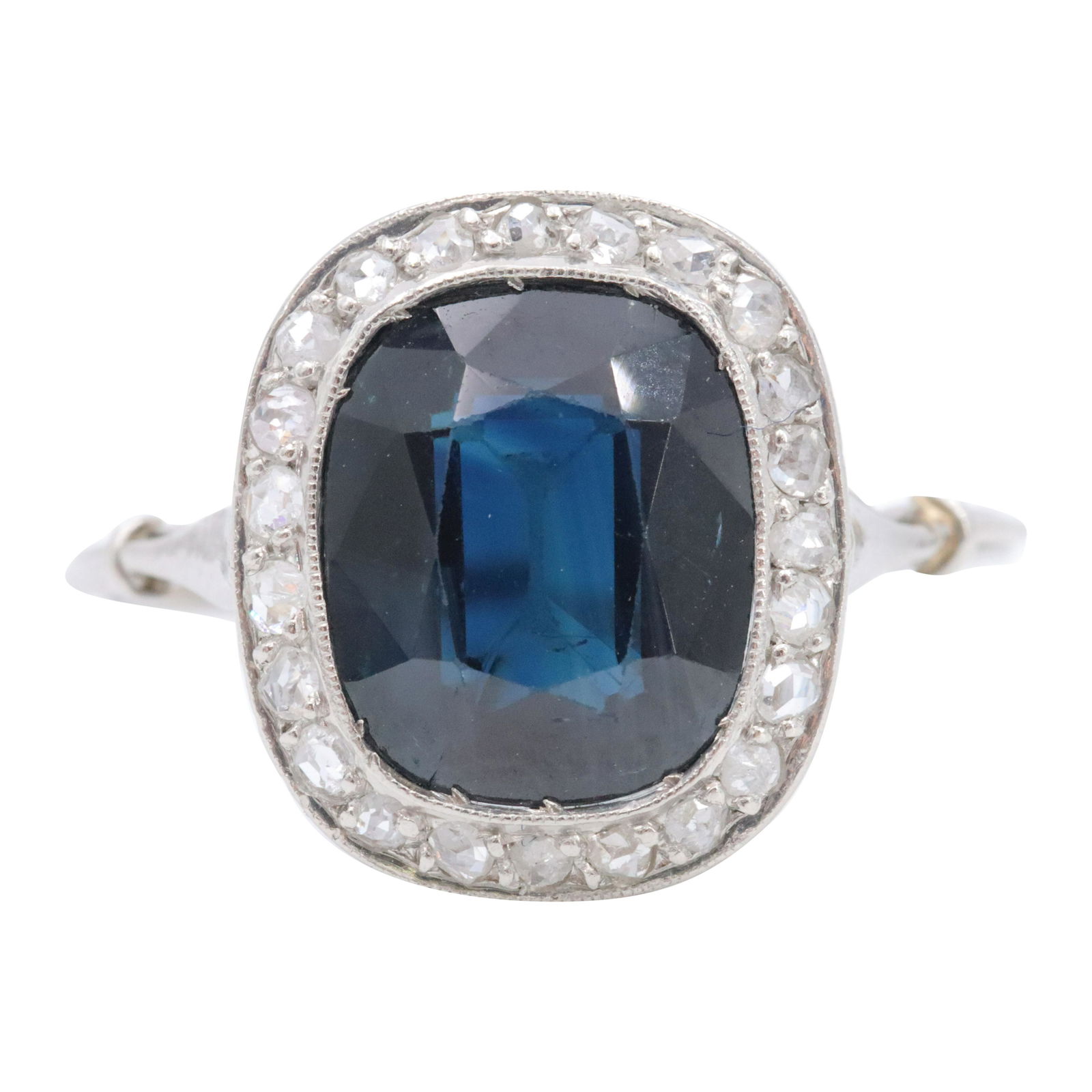 Antique Diamonds, Sapphire and Platinum Ring (1 of 3)
