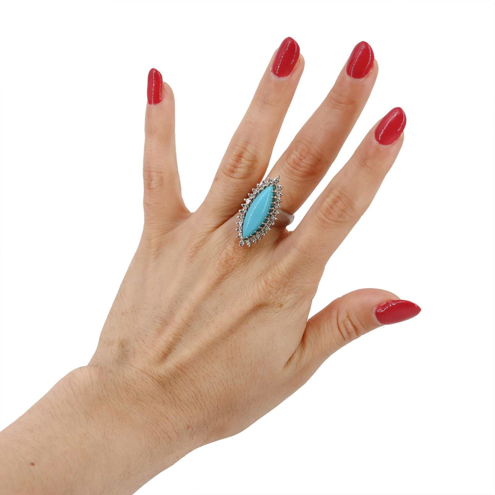 Turquoise & Diamonds Cocktail 18k Gold Ring (1 of 3)