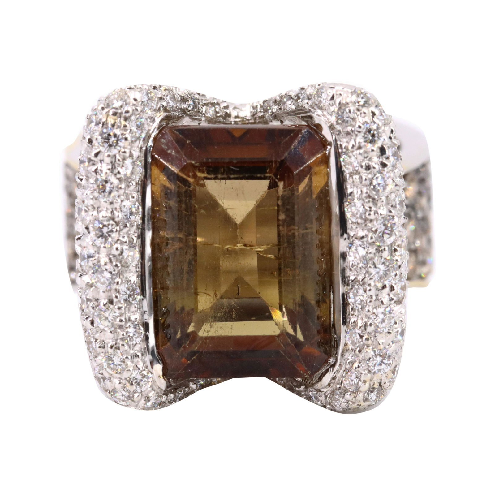 Cocktail 18k gold Ring with Citrine & Diamonds (1 of 6)