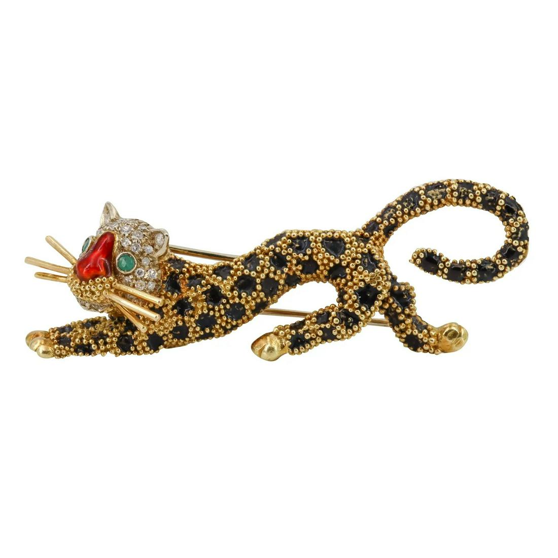 Frascarolo Diamonds & Enamel 18k Leopard Brooch (1 of 6)