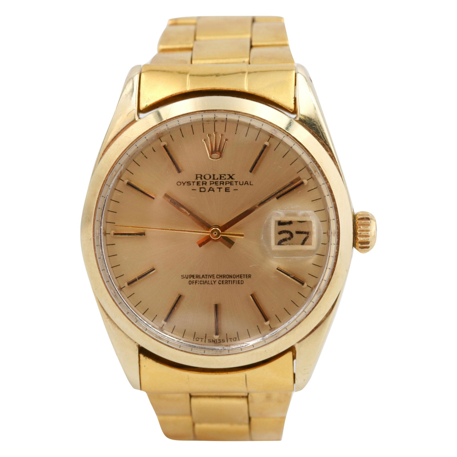 Vintage Rolex Date 1550 Gold Shell Champagne Stick Dial (1 of 5)