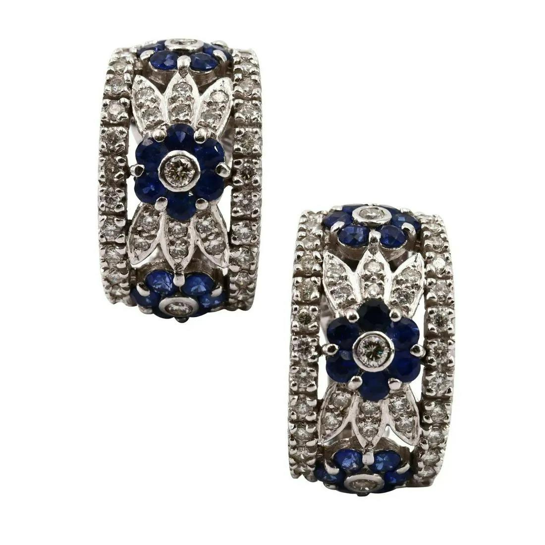 Sapphires, Diamonds & 18k Gold Earrings (1 of 3)