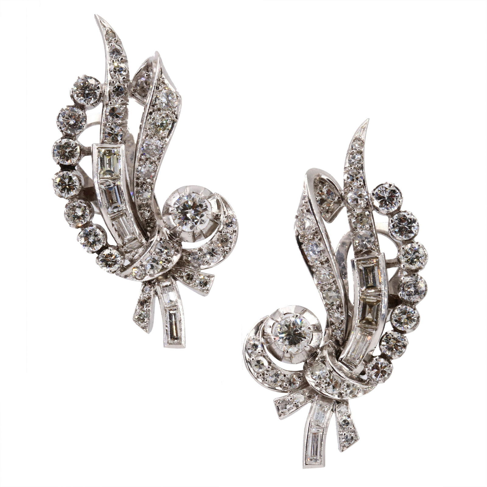 4.0 Ctw in Diamonds Art Deco Platinum Earrings (1 of 2)
