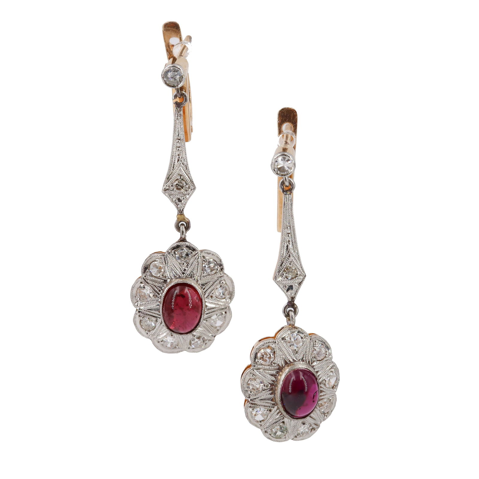 Garnet & Diamonds Antique 18k Gold Earrings (1 of 2)