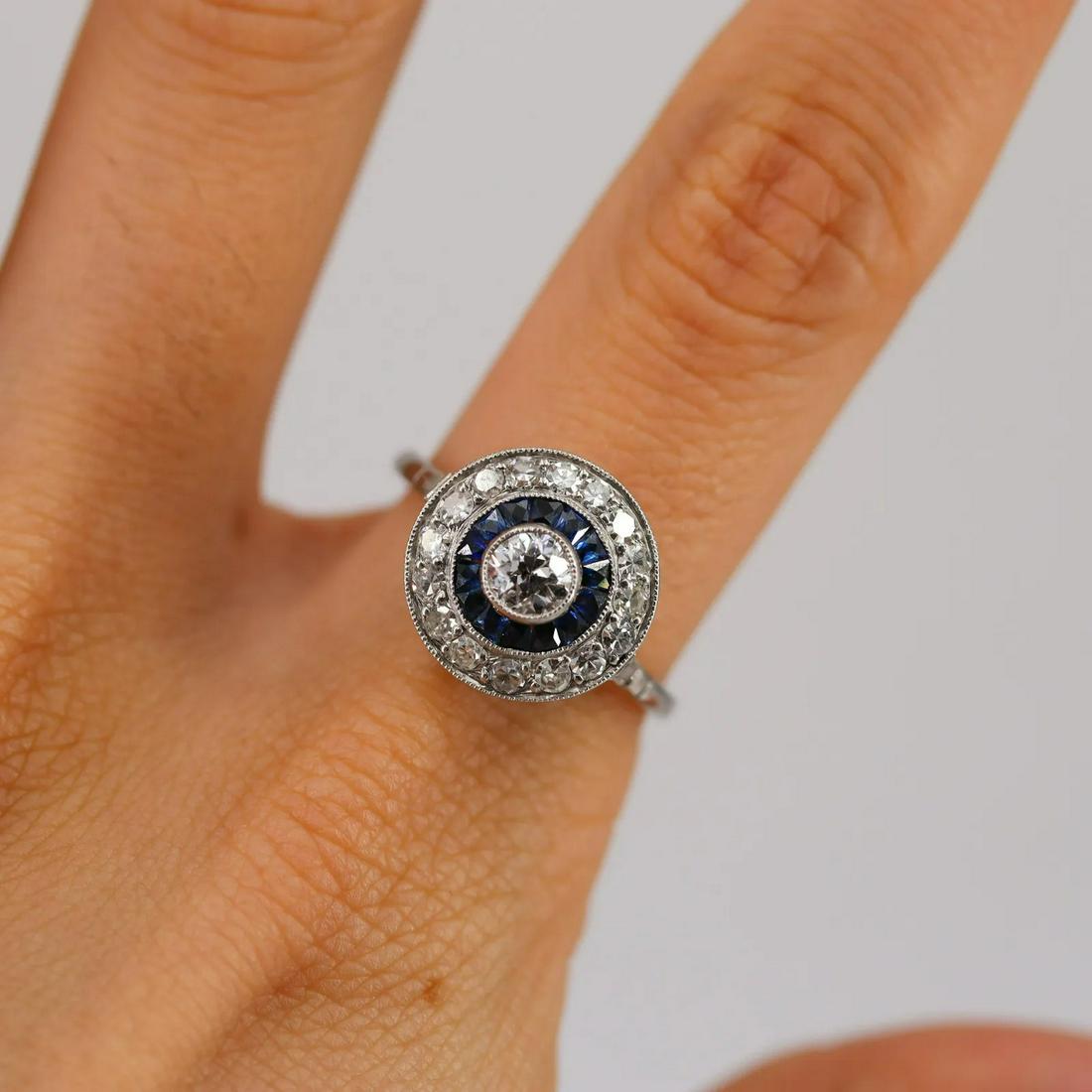 1.22ctw Diamonds, Sapphires & platinum Ring (1 of 4)