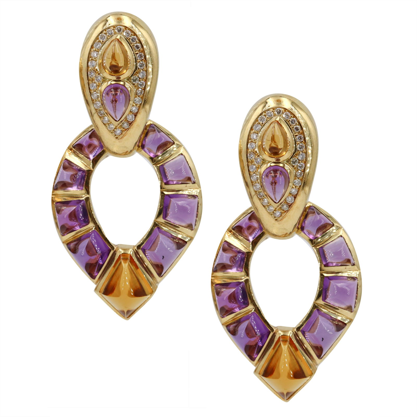Day & Night Diamonds, Citrines & Amethyst 18k Gold Earrings (1 of 6)