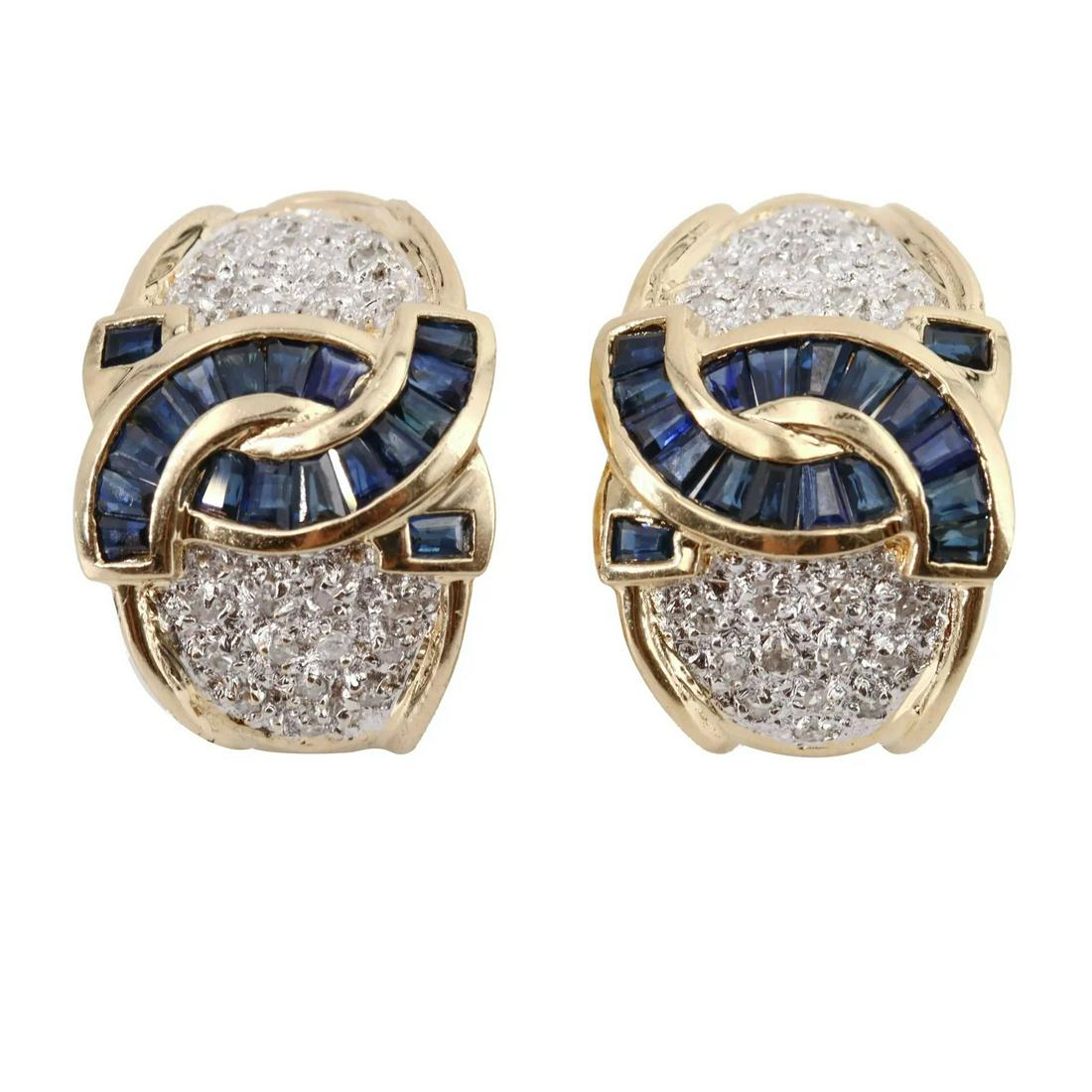 14k gold hoop Earrings  with Diamonds and Sapphires (1 of 3)