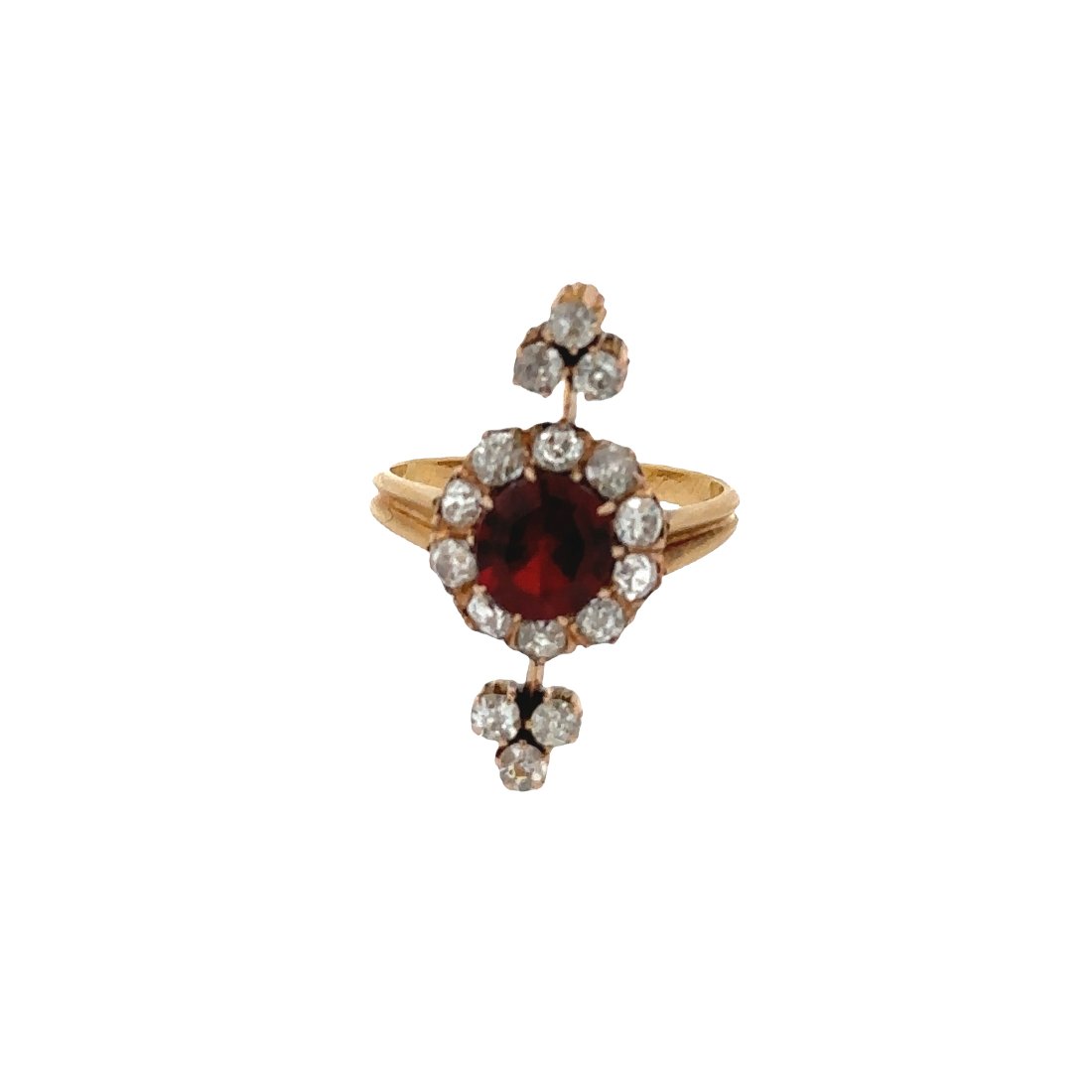 Antique 18k Gold Ring with Diamonds & Garnet (1 of 4)