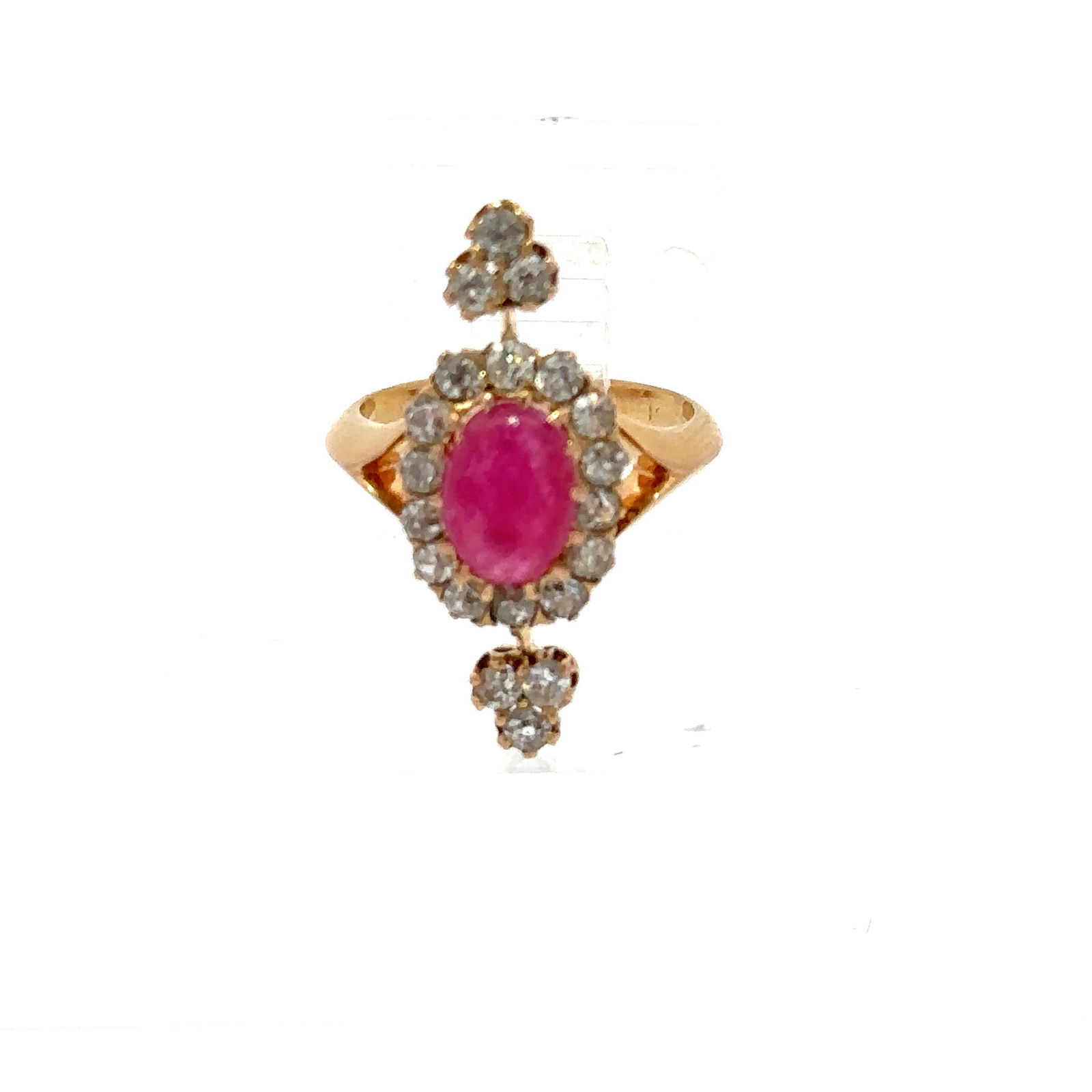 Antique 18k Gold Ring with Diamonds & Ruby (1 of 4)