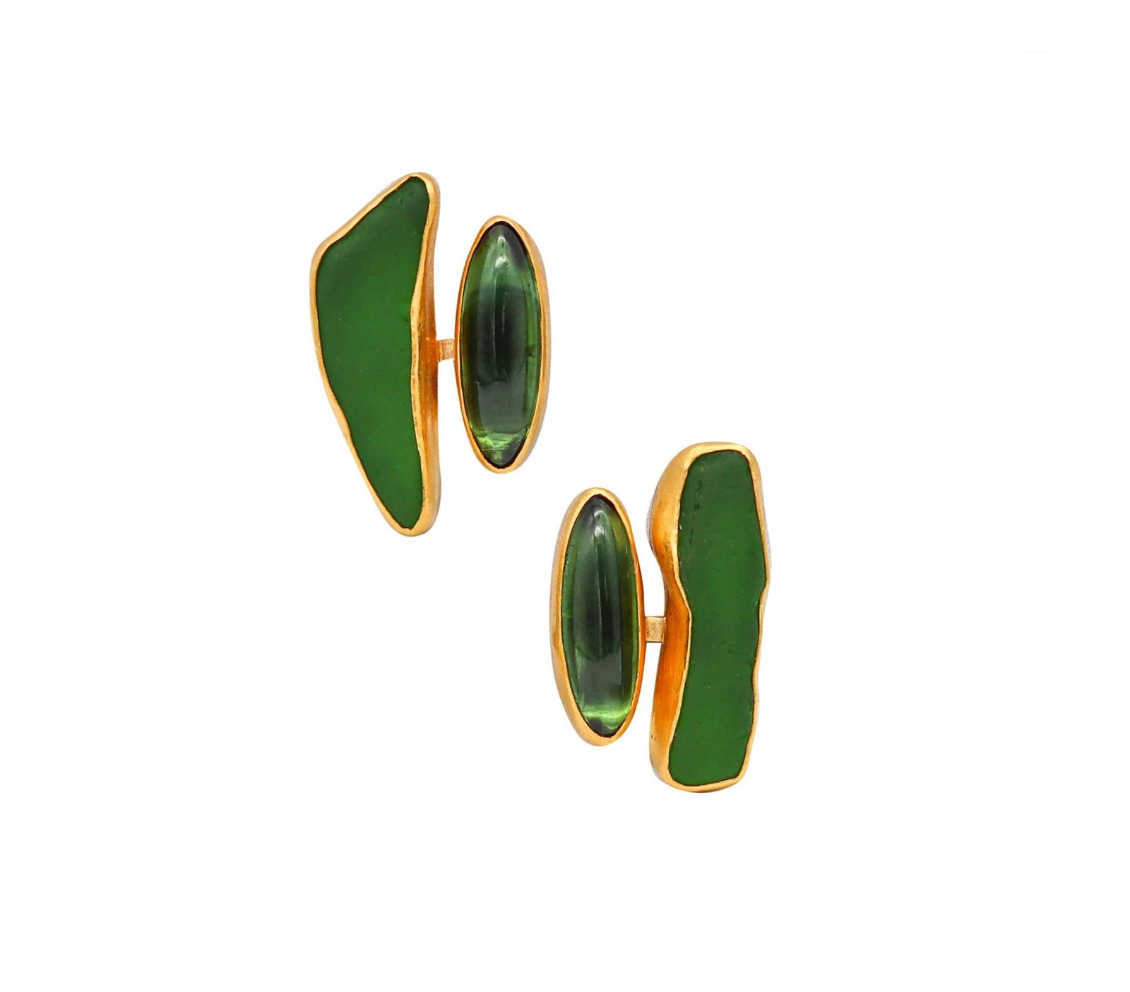 Betsy Fuller Clip Earrings In 24K Gold With 10.68 Cts In Tourmalines (1 of 5)