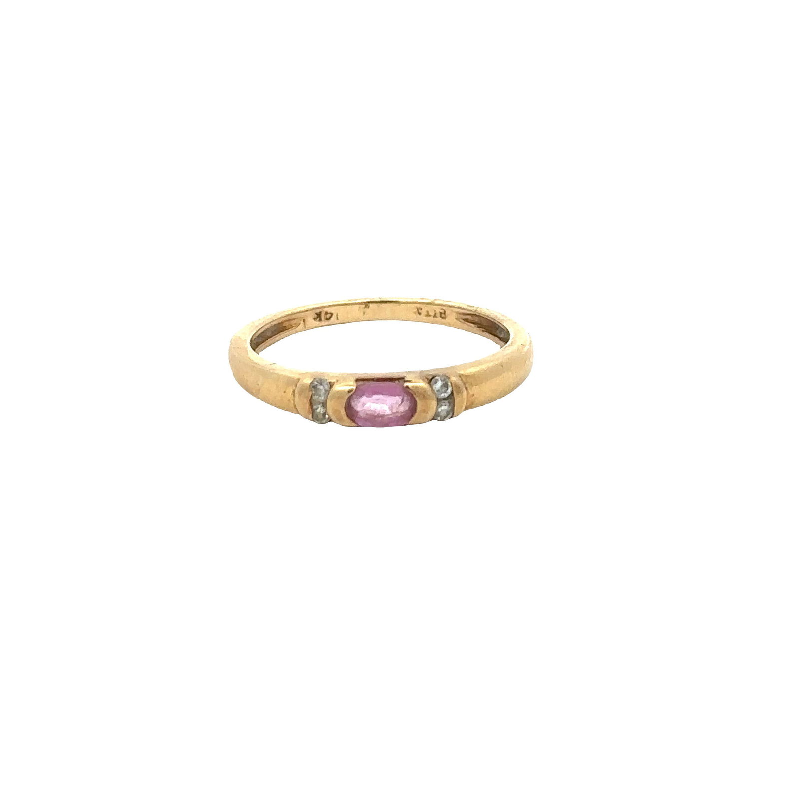Pink Sapphire & Diamonds 14k Gold Ring (1 of 4)