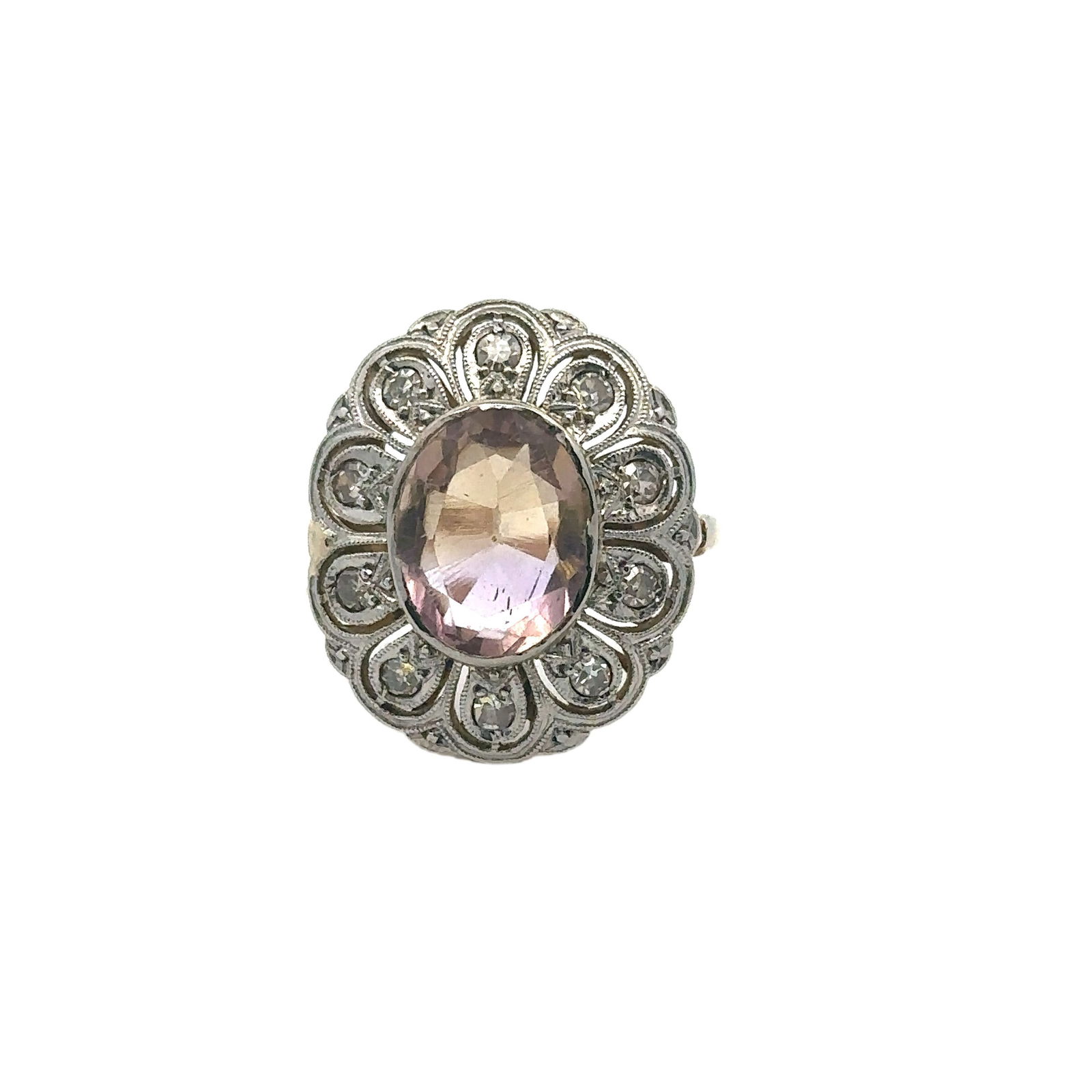Bi-color Tourmaline & Diamonds Art Deco 18k Gold Ring (1 of 5)