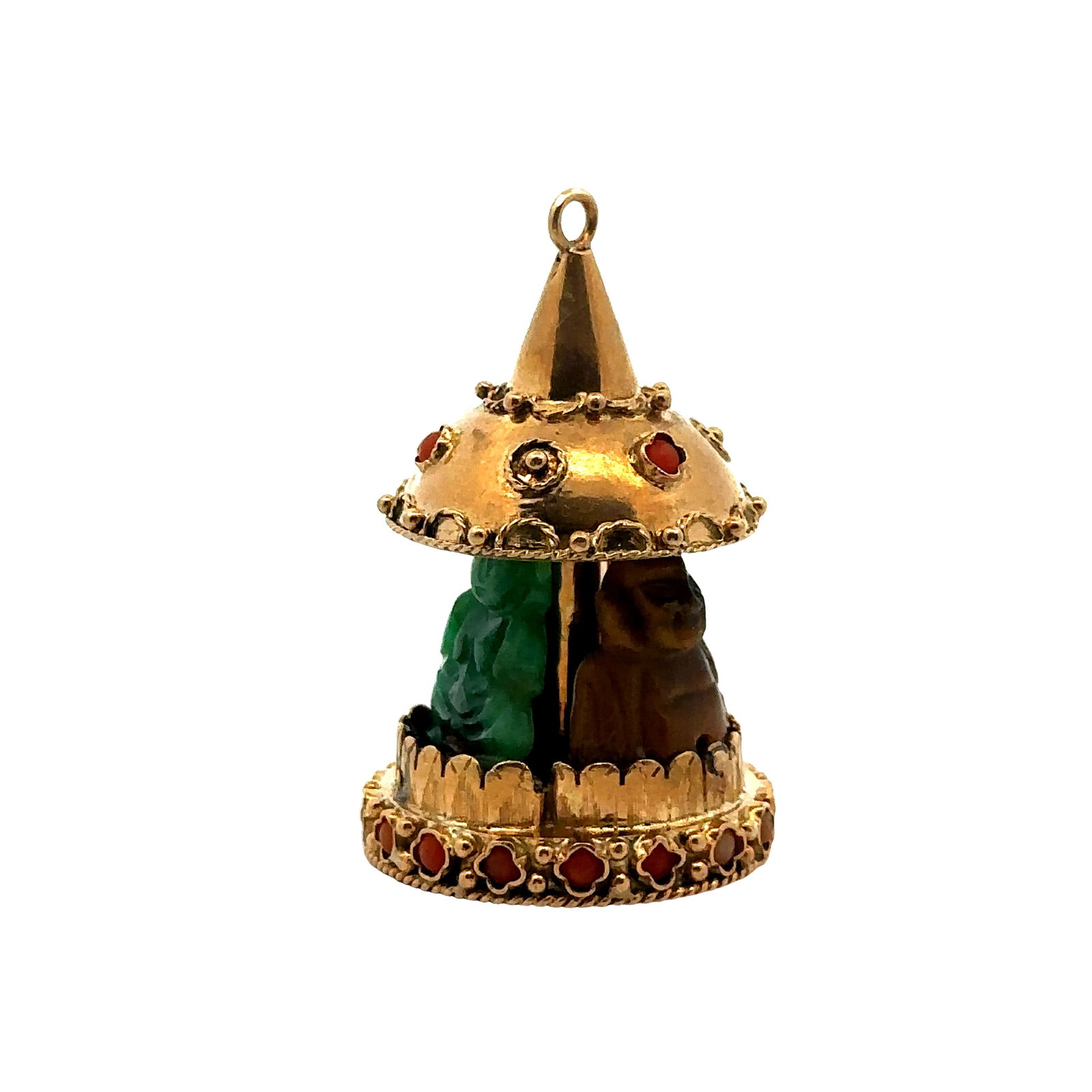 18k Gold Charm with Jade, Agate and Tiger eye (1 of 2)