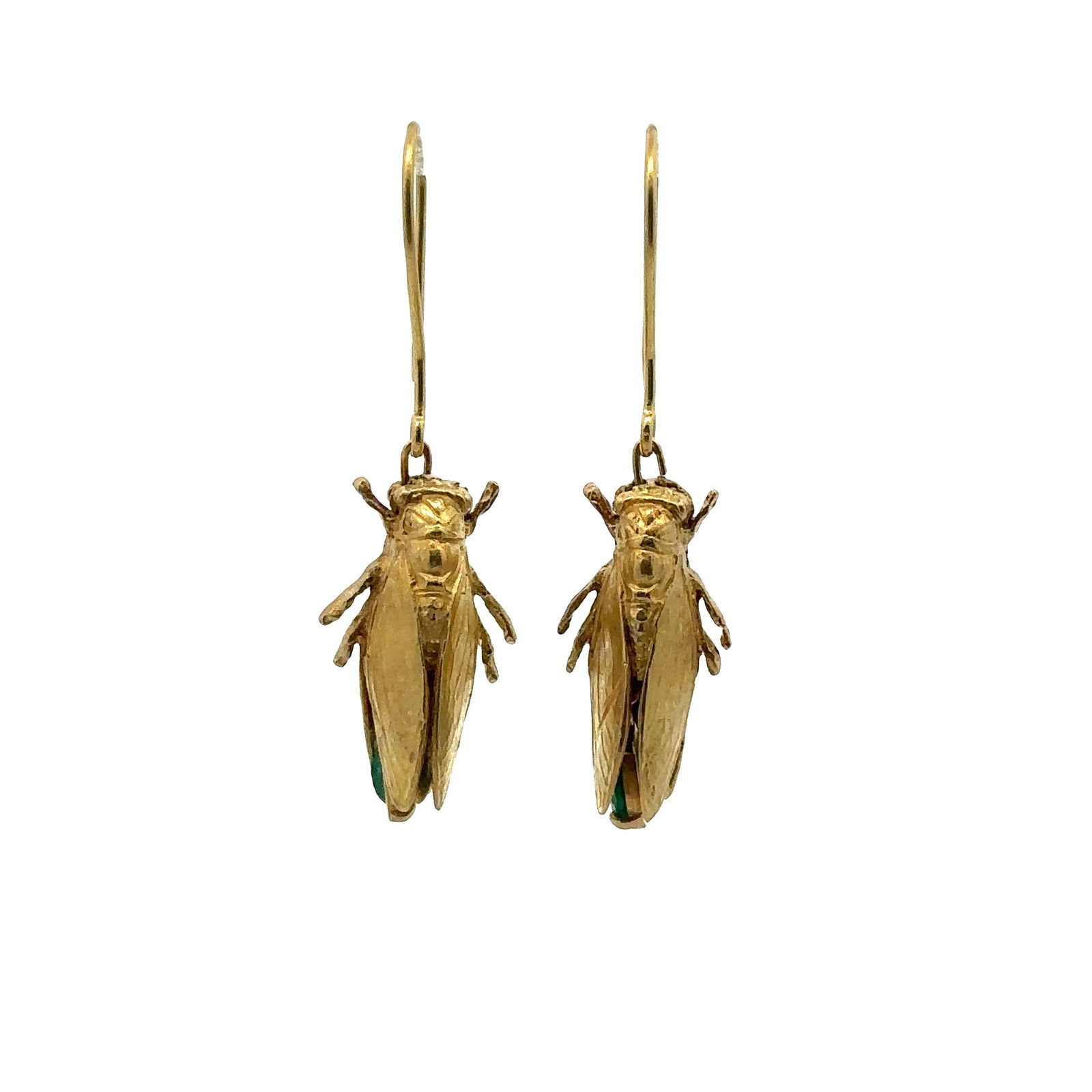 18k gold cicadas Drop Earrings with Emeralds (1 of 3)