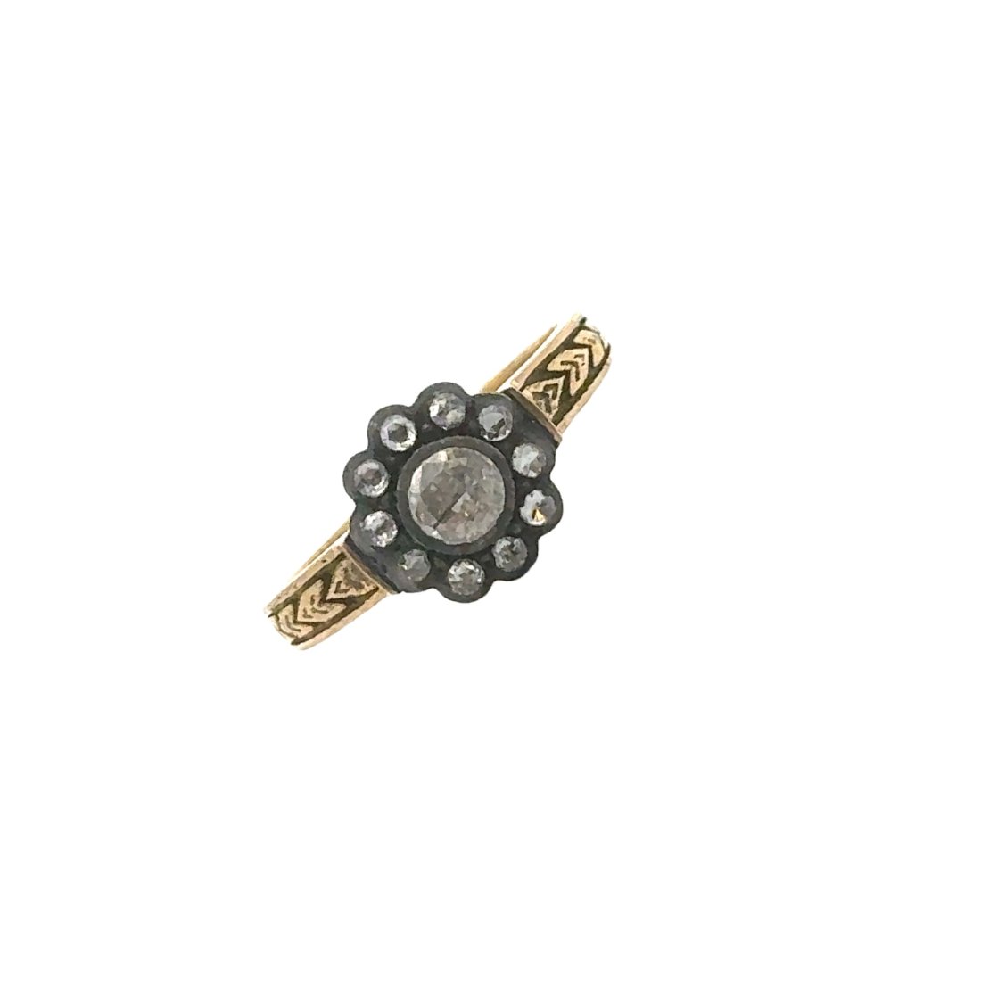 18Kt gold antique Ring with Rose cut Diamonds (1 of 5)