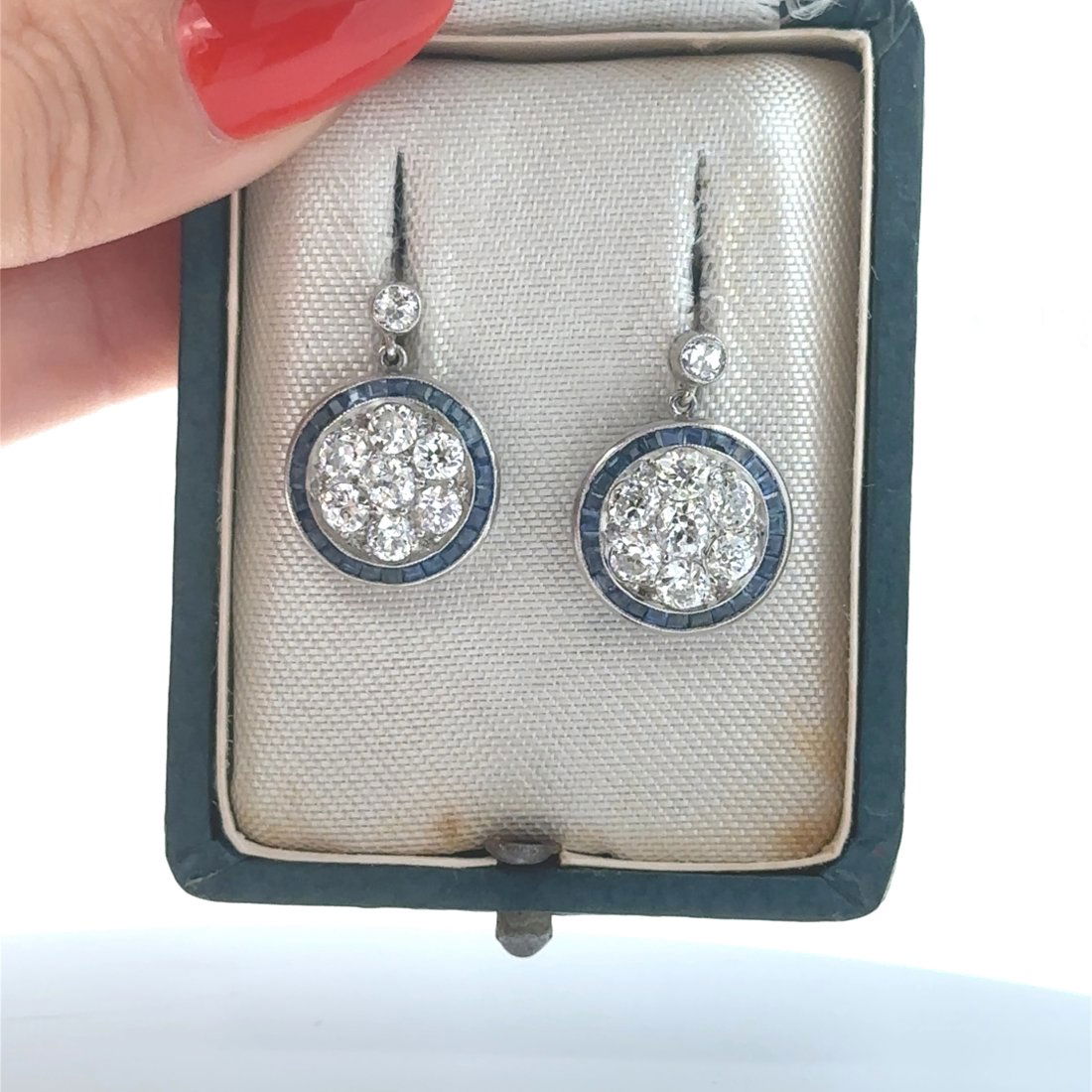 3.70 Ctw in Diamonds & Sapphires Platinum Earrings (1 of 3)