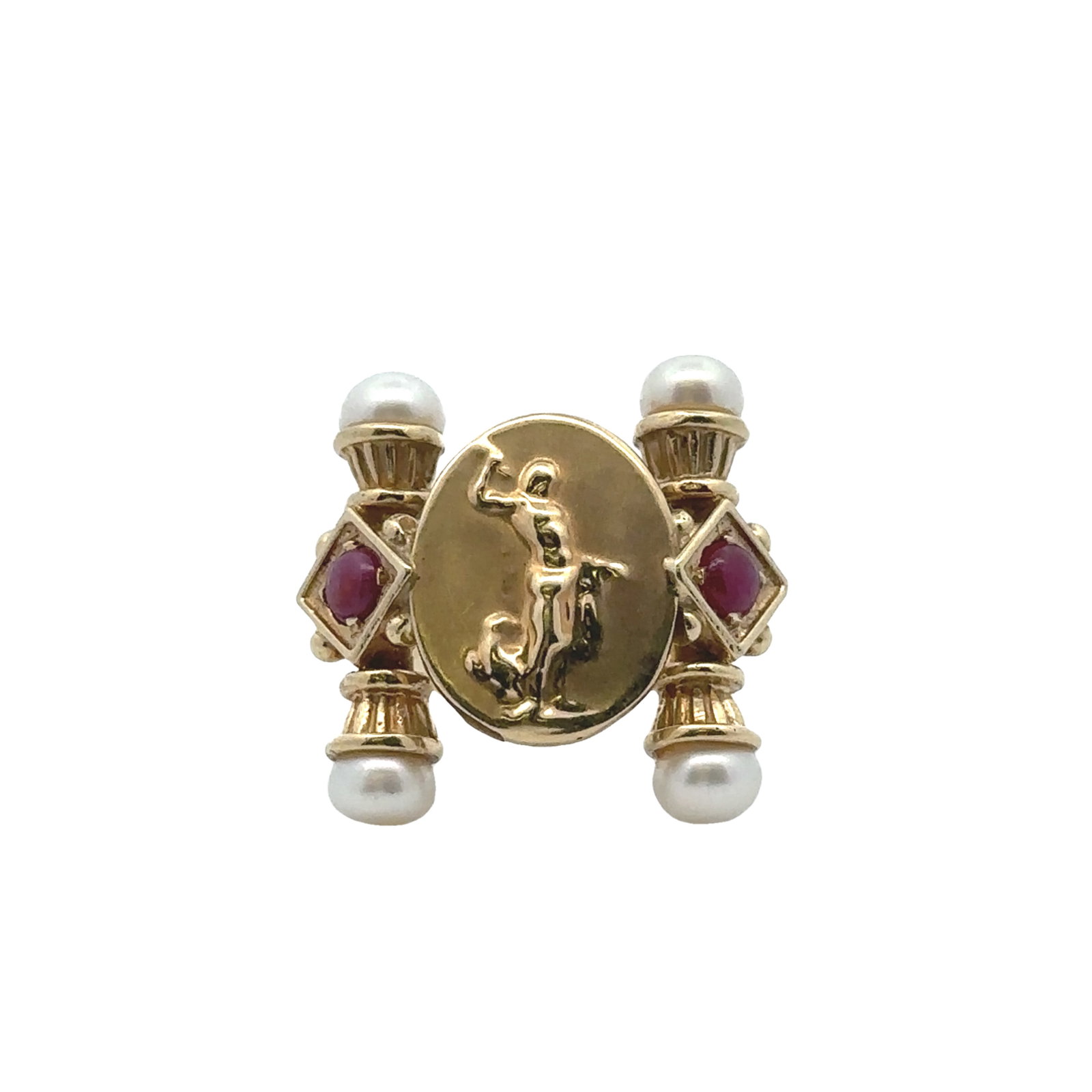 Italian 14kt Gold Ring with Rubies & Pearls (1 of 5)