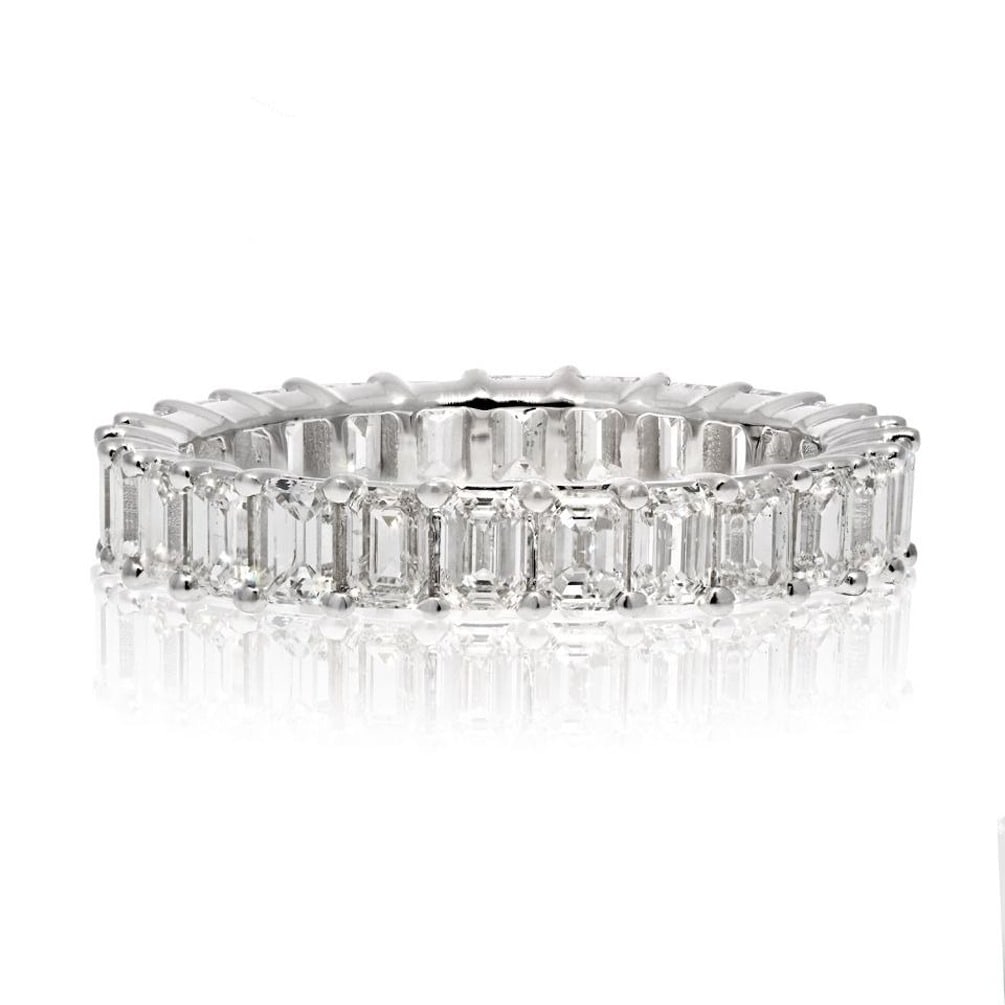 14K White Gold 3.50cttw Emerald Cut Diamond Eternity Band (1 of 4)