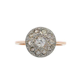Art Deco style 18kt Gold and Platinum Ring with Diamonds (1 of 5)