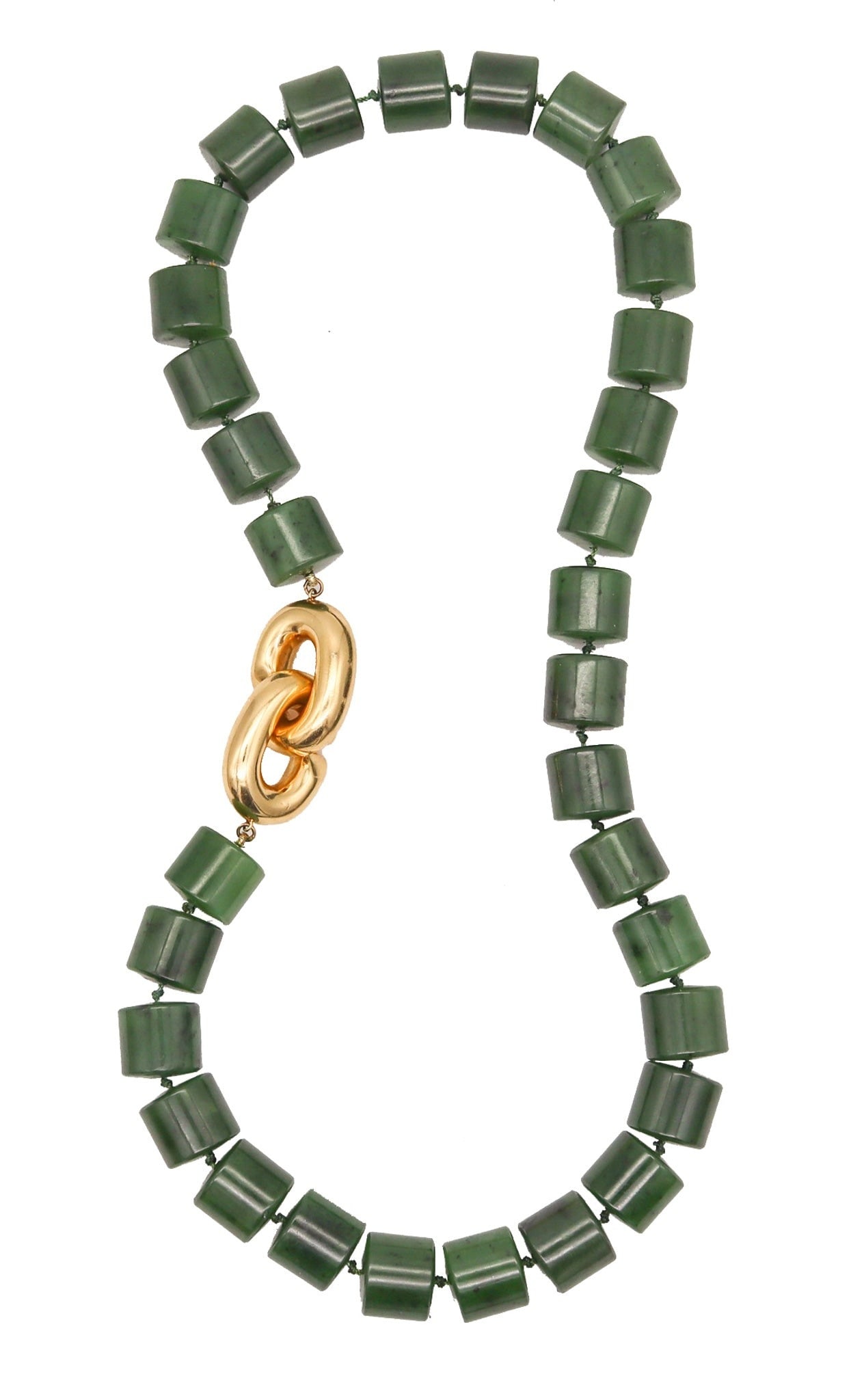 Angela Cummings 1993 Nephrite Green Jade Necklace With 18Kt Gold Mounting (1 of 7)
