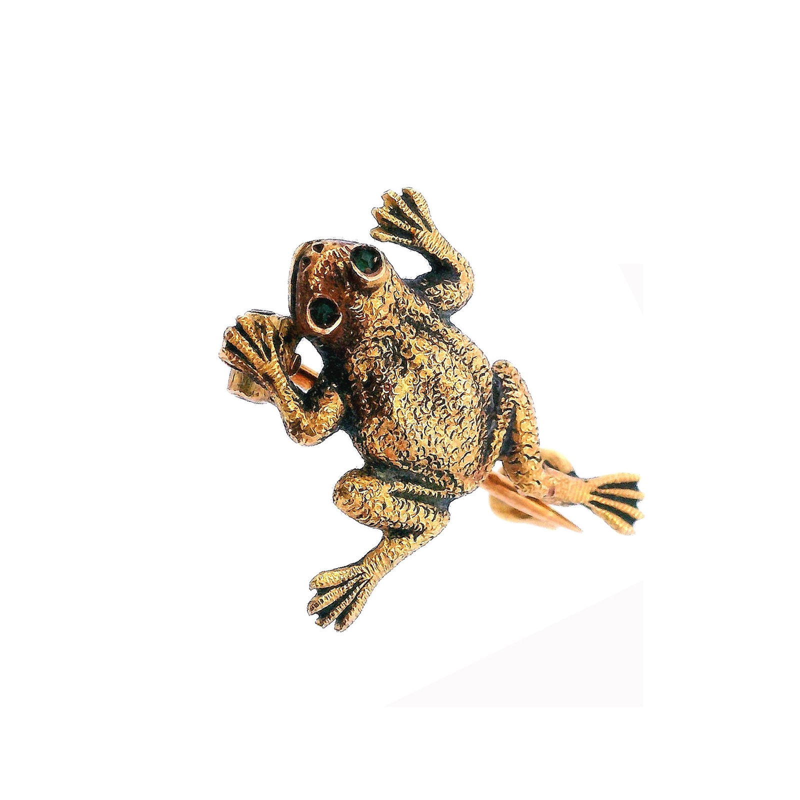 Antique 18kt Gold Frog Brooch with Emeralds (1 of 3)