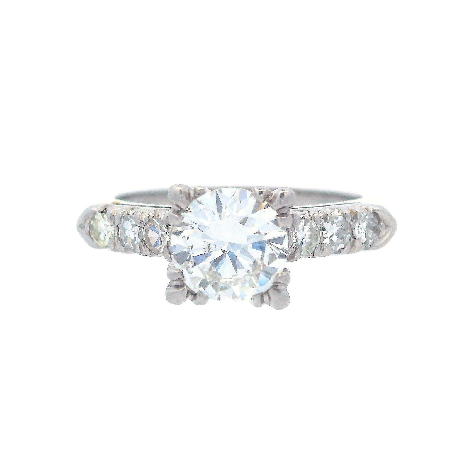 Art Deco 1930 Engagement Ring In Platinum With 1.27 Ctw White Diamonds (1 of 6)