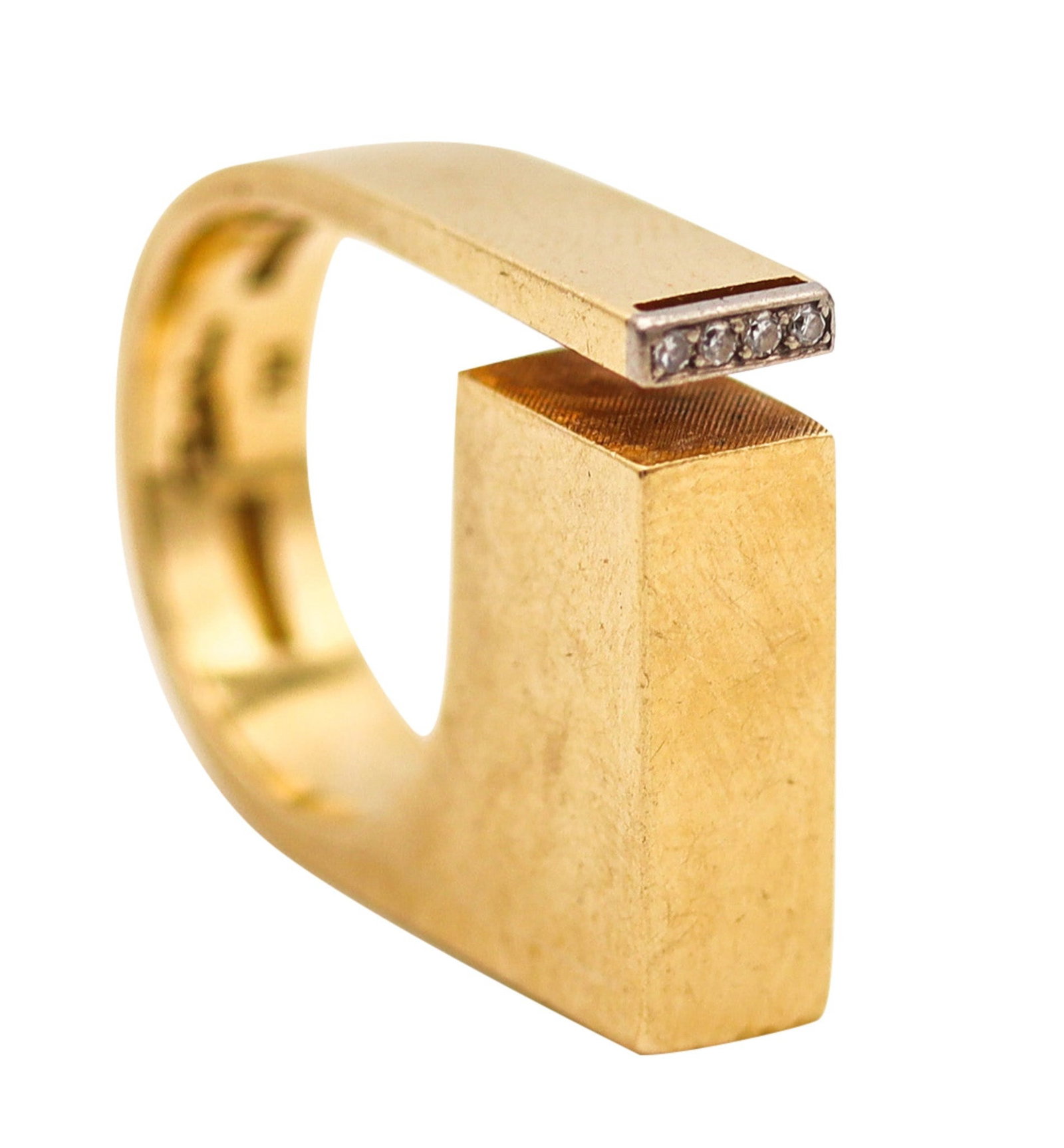 Rey Urban 1970 Denmark Geometric Sculptural Ring in Solid 18K Gold (1 of 9)