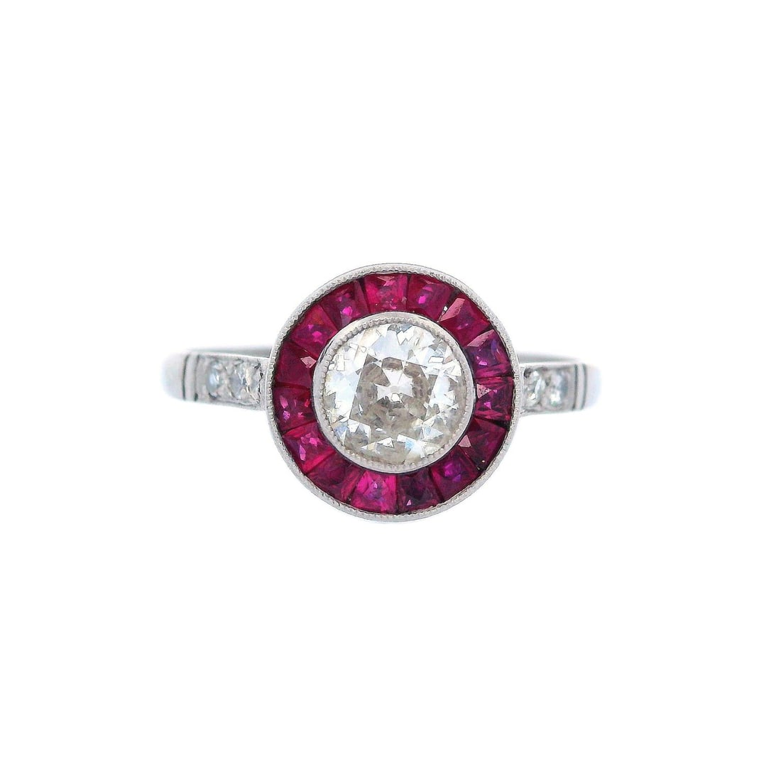 Platinum Gold target Ring with Diamond and Rubies (1 of 5)