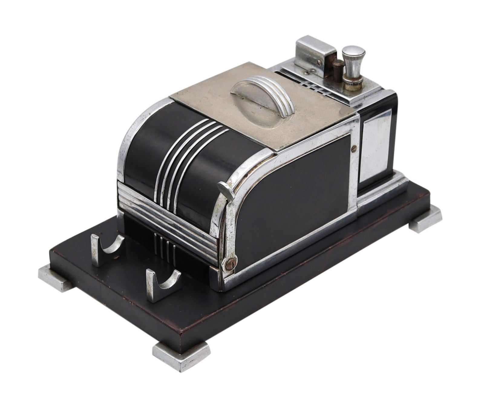 RONSON 1936 Deco Mechanical Cigarette Dispenser Desk Box & Touch Tip Lighter (1 of 10)