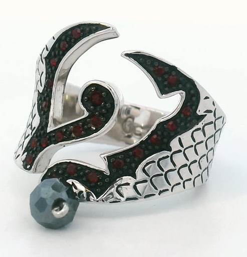 STEPHEN WEBSTER Sterling Silver Ring with Color Stones: STEPHEN WEBSTER Sterling Silver Ring with Color Stones. Ring size: 6. Total weight: 7.5 dwt.