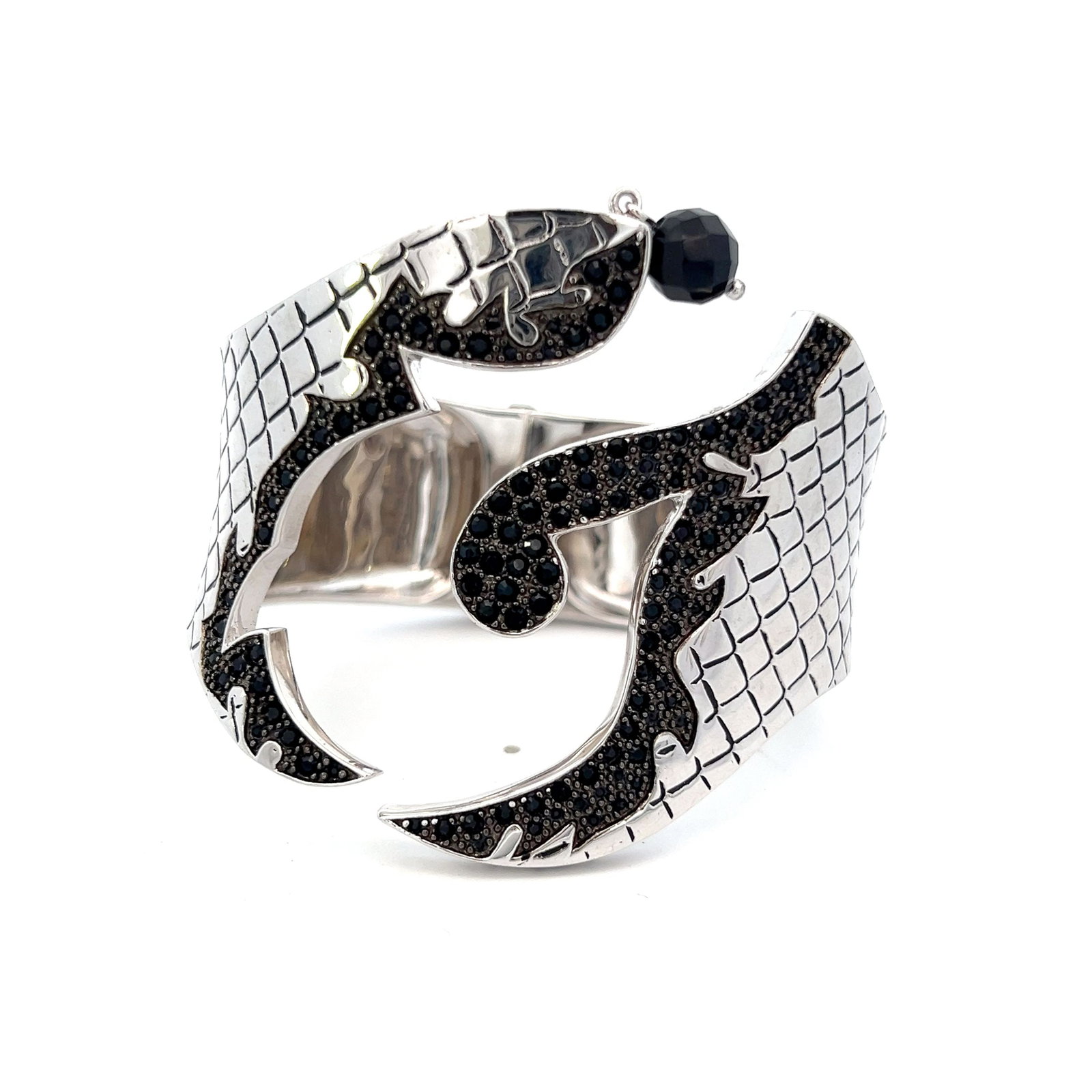 STEPHEN WEBSTER Sterling Silver Cuff Bracelet with color stones: STEPHEN WEBSTER Sterling Silver Cuff Bracelet with color stones. Total weight: 61.3 dwt. Measurements: 2.36 inches wide.
