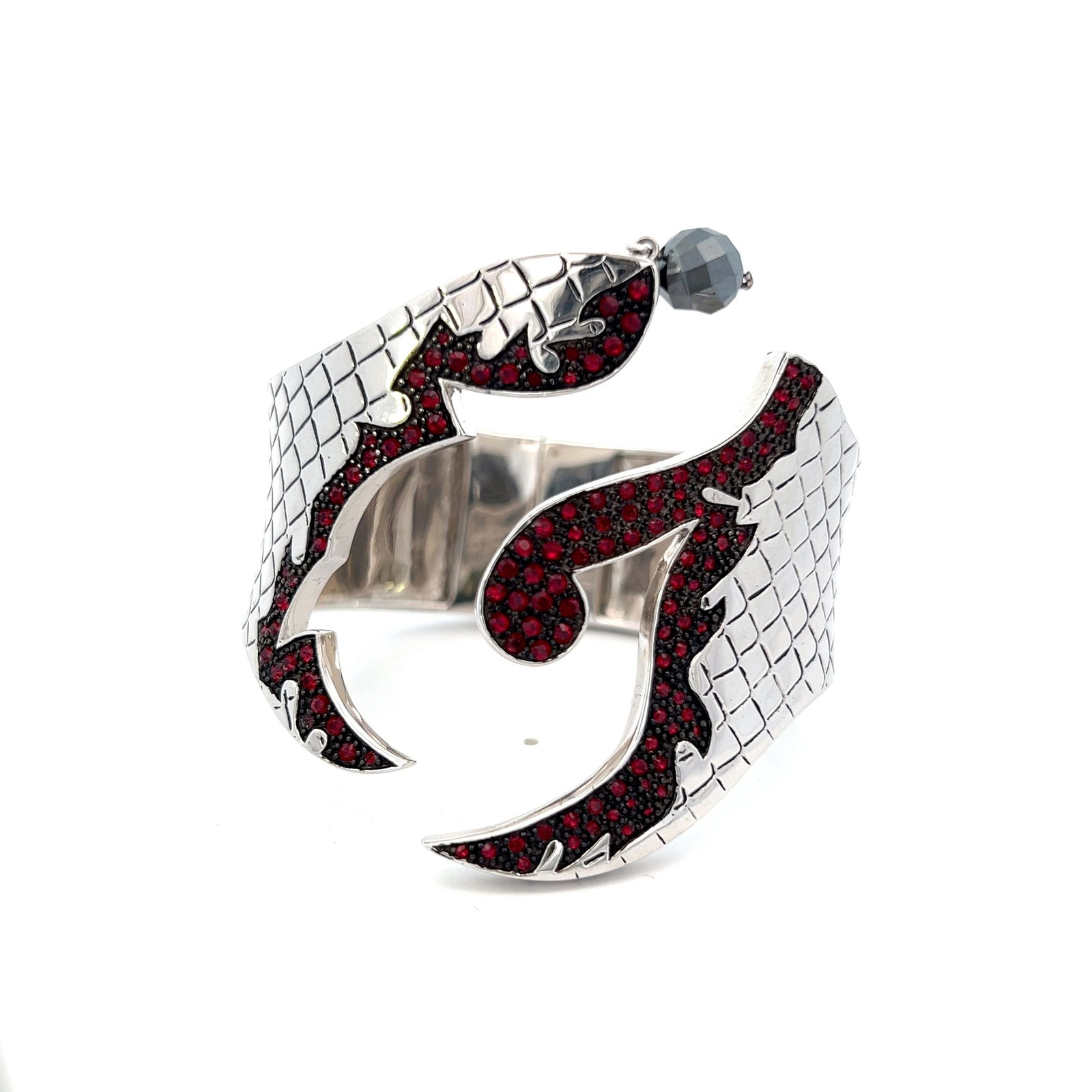 STEPHEN WEBSTER Sterling Silver Cuff Bracelet with color stones: STEPHEN WEBSTER Sterling Silver Cuff Bracelet with color stones. Total weight: 52.9 dwt. Measurements: 2.36 inches wide.