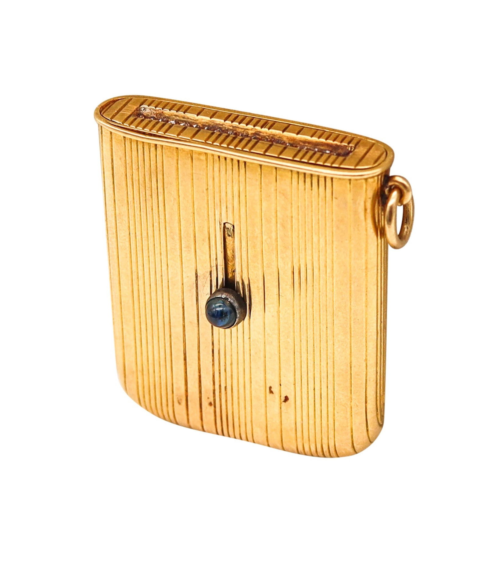 Cartier Paris 1910 Vesta Mechanical Matches Box In 18Kt Yellow Gold With Sapphire (1 of 8)