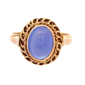 Vintage 18kt Gold Ring with synthetic Moonstone