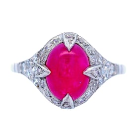 Platinum Ring with Ruby and Diamonds